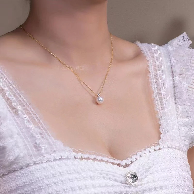 钛钢项链 L时尚贝珠吊坠项链2024新款爆款饰品气质锁骨链女高级感