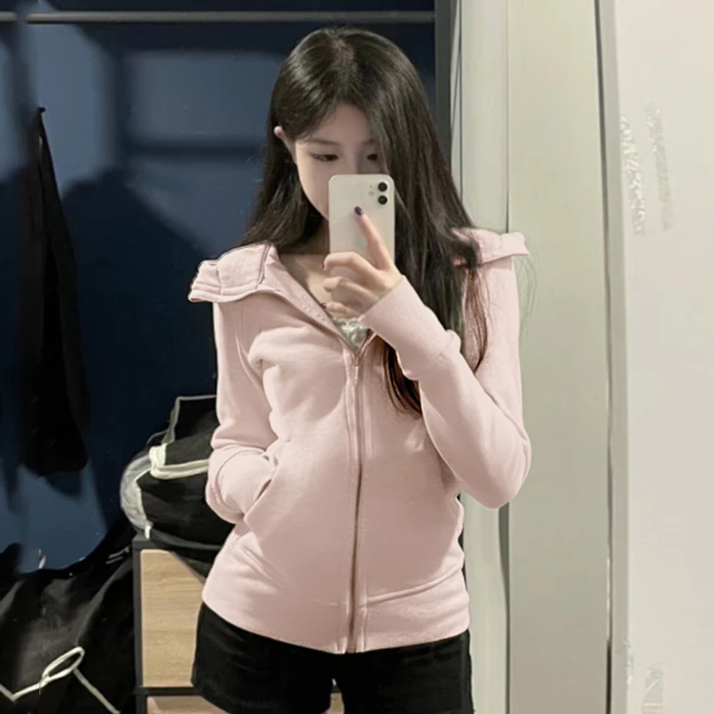 卫衣外套女春秋2025新款韩版秋冬连帽短款开衫上衣拉链外套运动服