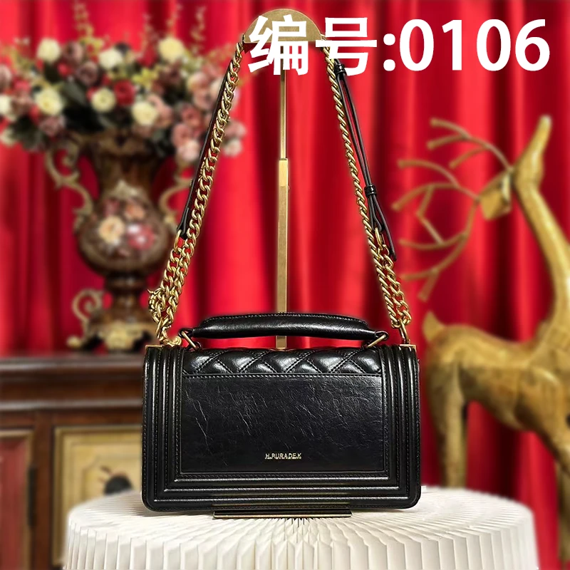 H.PURADE.K新款单肩斜跨手提女包百搭女士腋下黑色肩包盒子包