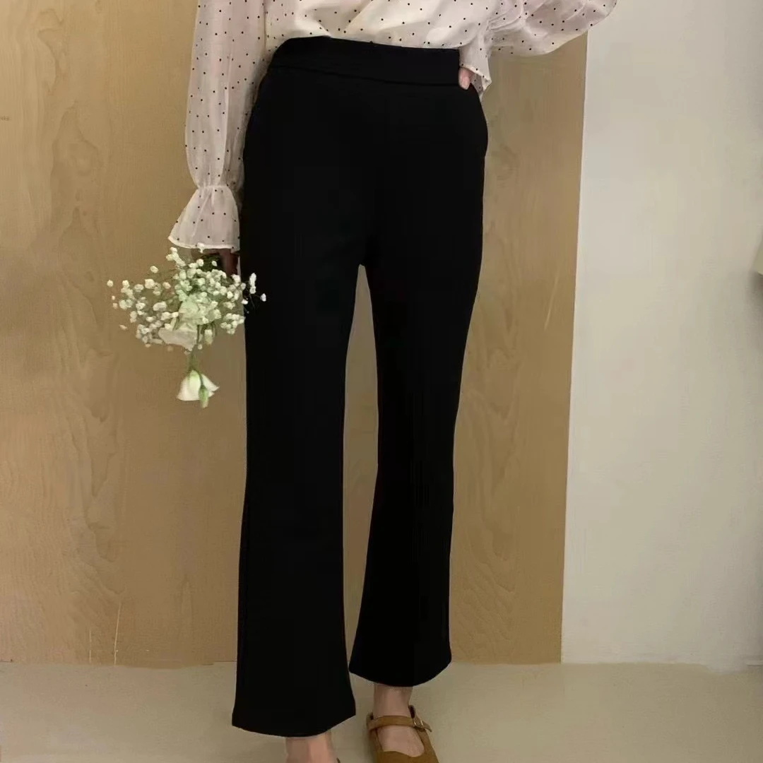 2024春夏新款小黑裤集合链接微喇阔腿裤显瘦百搭