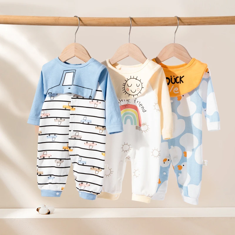 宝宝萌连体衣男女宝宝哈衣春秋季新生儿纯棉长袖初生爬服可爱