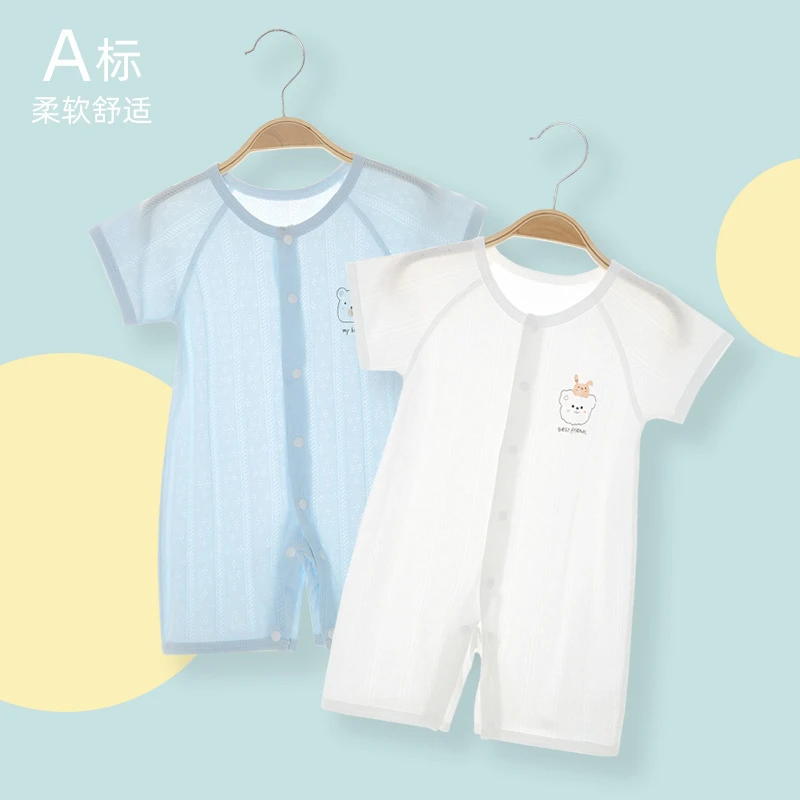 宝宝短袖连体衣婴幼儿萌宝宝夏装小孩0-6-12月夏季哈衣爬服新生