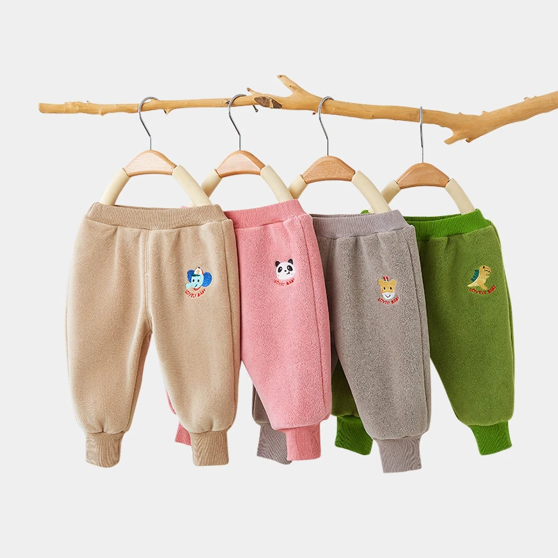 宝宝裤子春秋冬款加绒加厚保暖裤子外穿摇粒绒长裤儿童休闲裤冬装