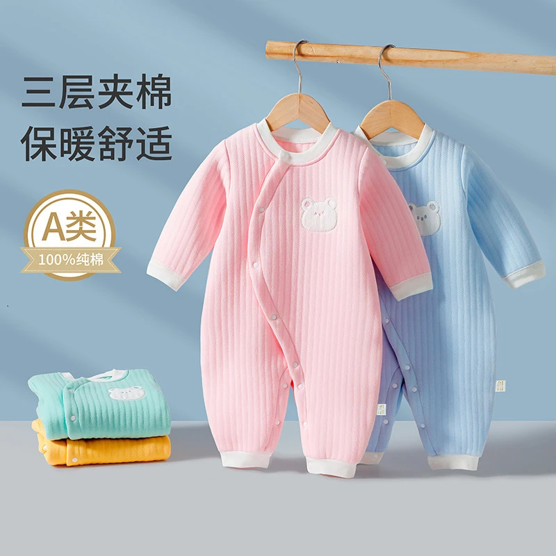 宝宝保暖连体衣秋冬加厚加绒新生婴儿衣服A类纯棉爬服长袖哈衣