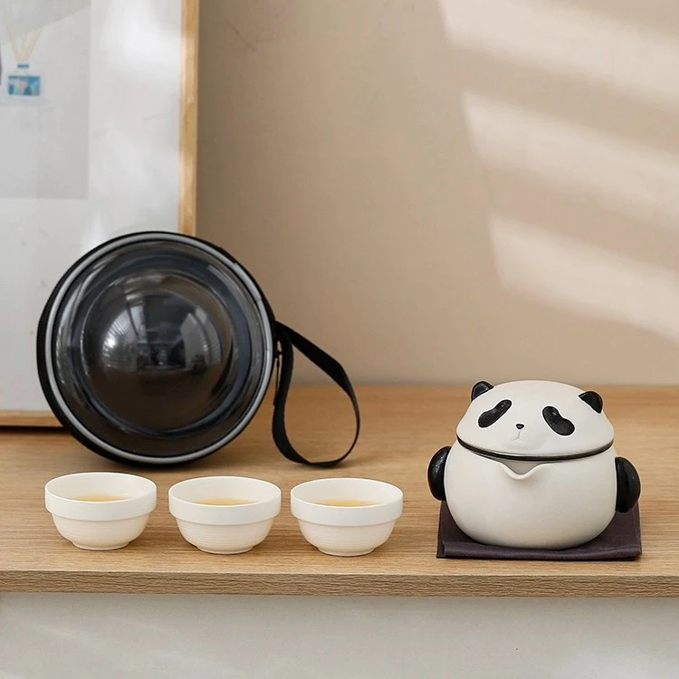熊猫快客杯一壶三杯车载户外泡茶随身便携式旅行茶具套装可定制