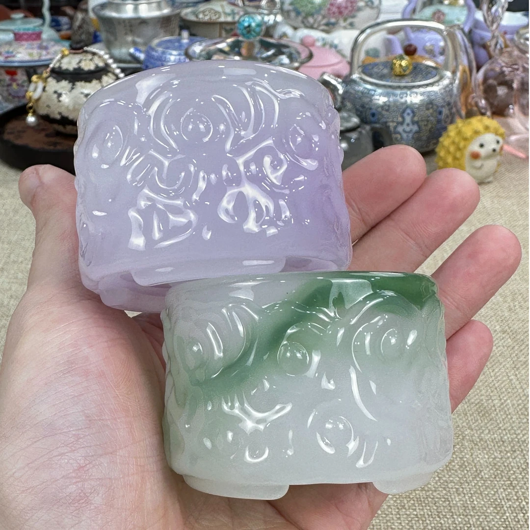 【闪购商品】紫色祥云琉璃杯+飘绿祥云琉璃杯