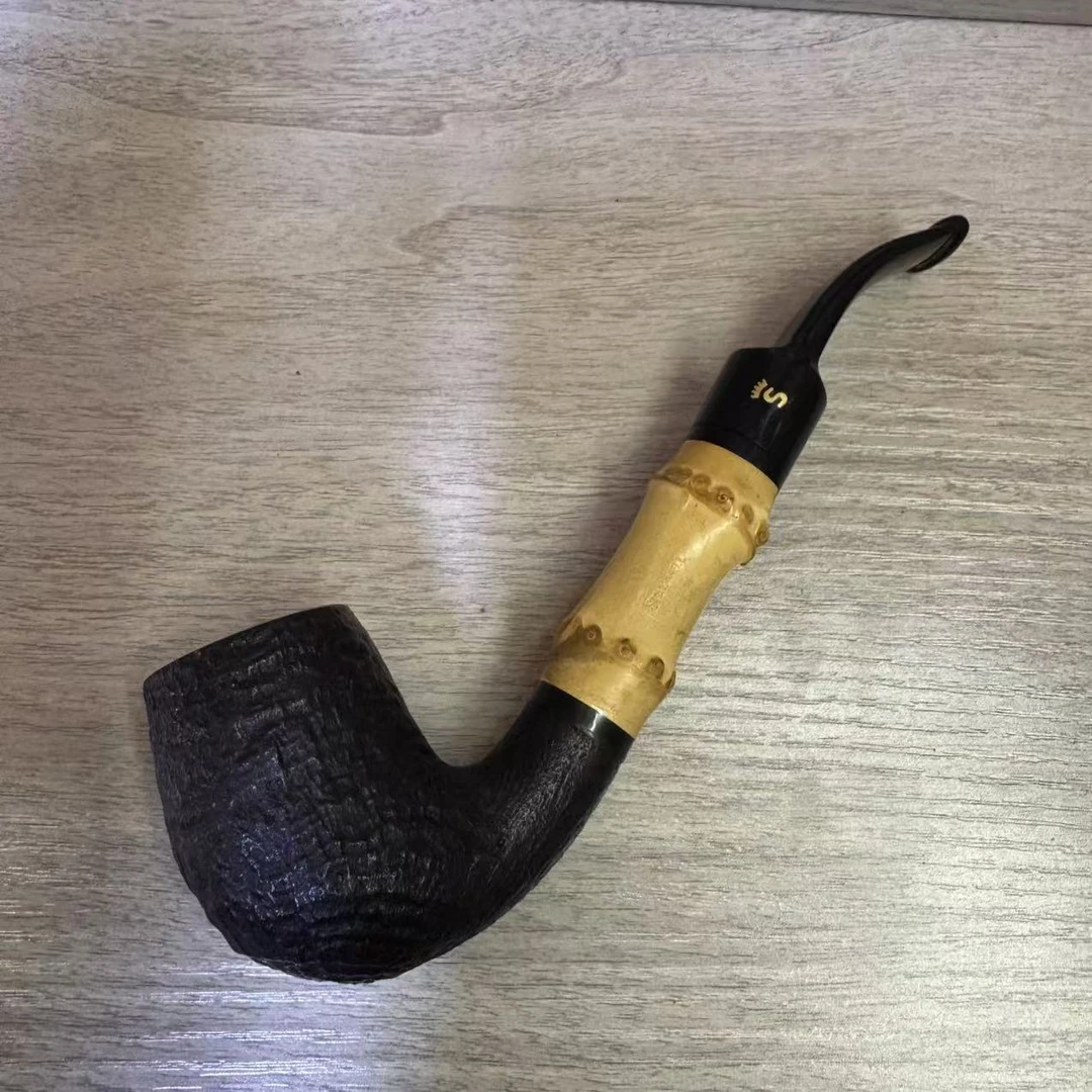 丹麦实蛋烟斗老斗金冠  竹节