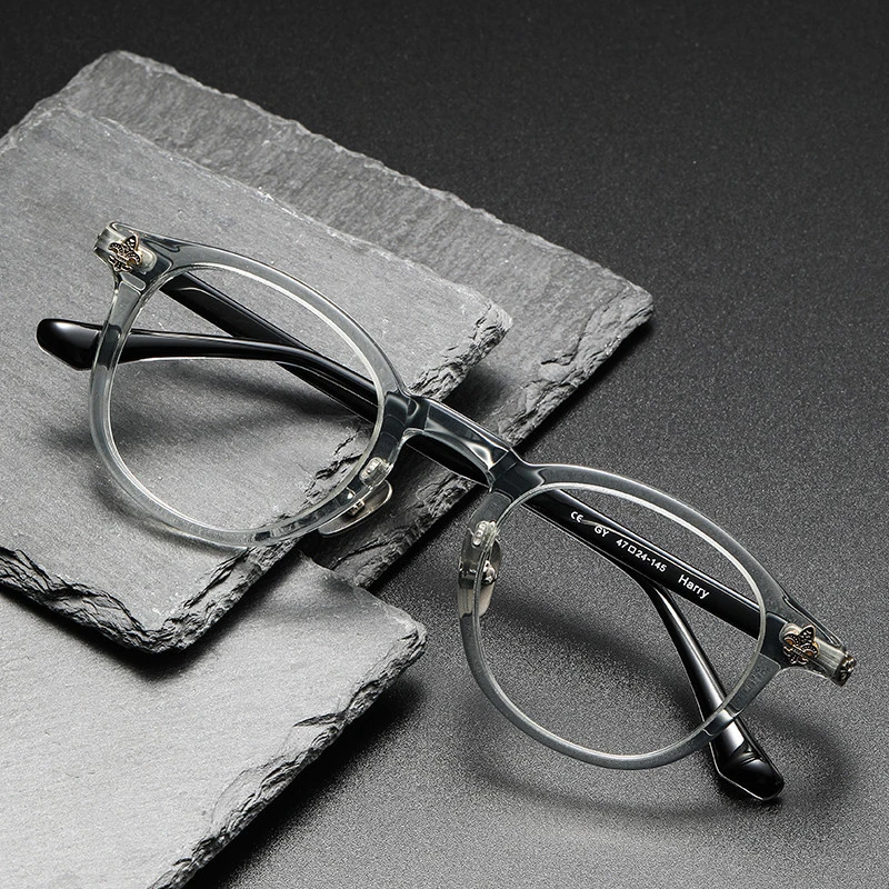 克罗星眼镜框架 HARRY同款椭圆框板材近视眼镜有度数 透明眼镜框