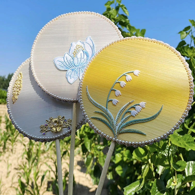 手工蚕丝扇DIY材料包扇骨扇架半成品定制成品蚕丝扇