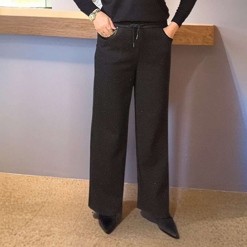 【包邮】秋冬新款加绒显瘦宽松高腰直筒休闲裤#232-1#