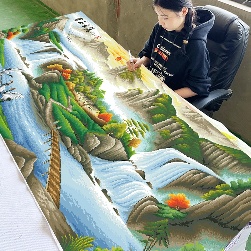 金玉长流十字绣2024新款线绣刺绣适合客厅手工现代风高端大气大幅