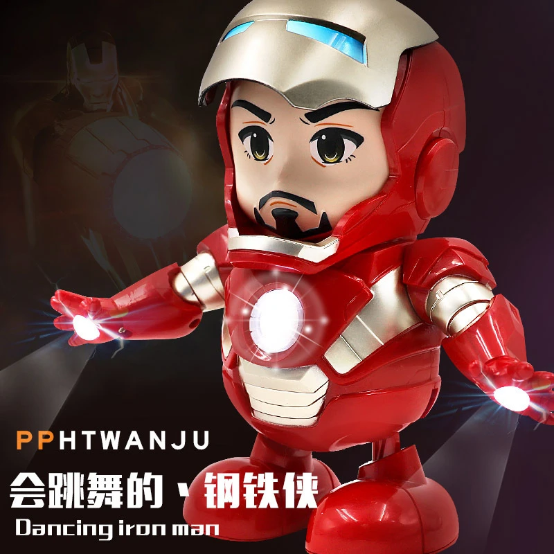 儿童酷炫钢铁英雄会唱歌跳舞的钢铁玩具侠摇摆电动机器人陪伴玩具