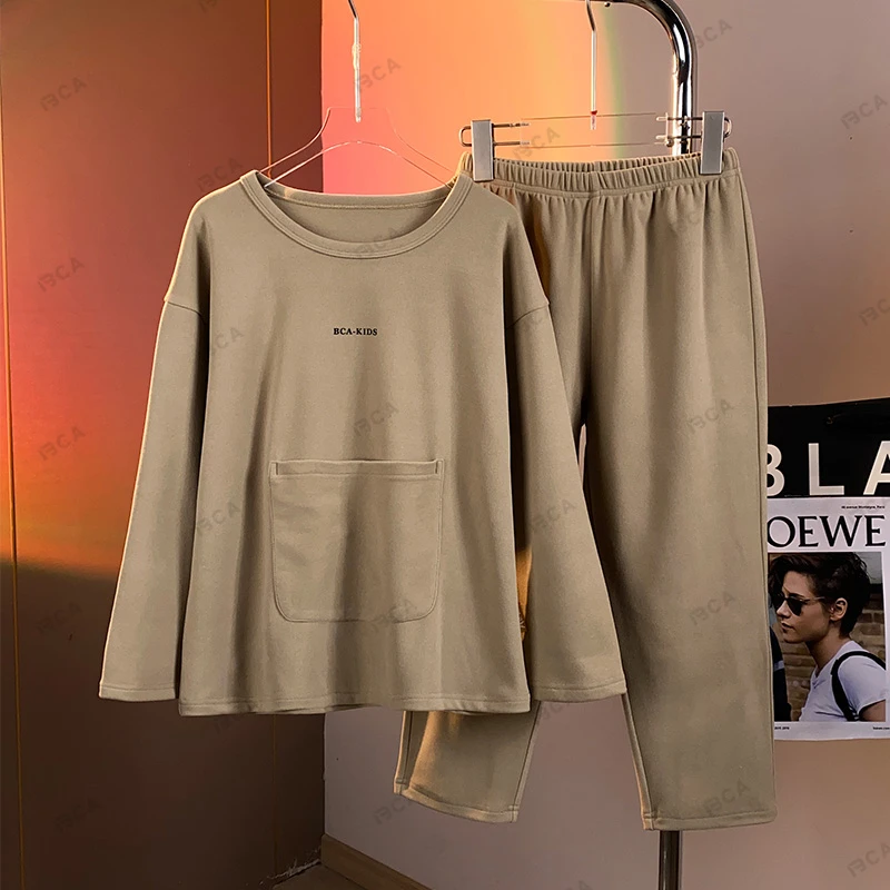 贝伊萌BCA中大童青少年秋冬季加厚保暖内衣居家睡衣DF-套装2780