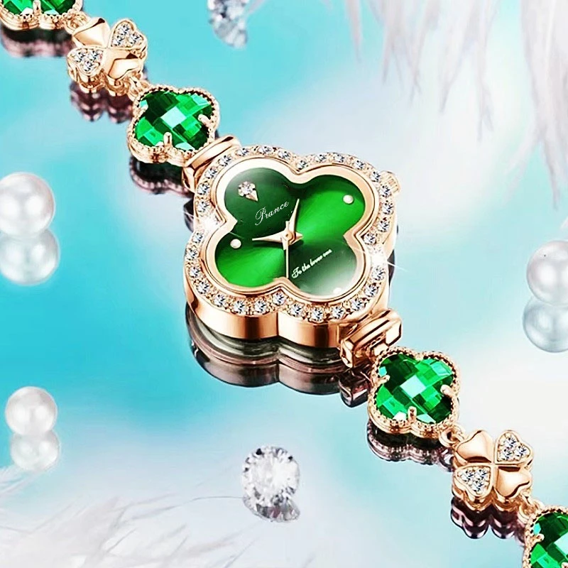 四叶草手表女士手表气质时尚手链表珠宝玉石商务高级感女表A005