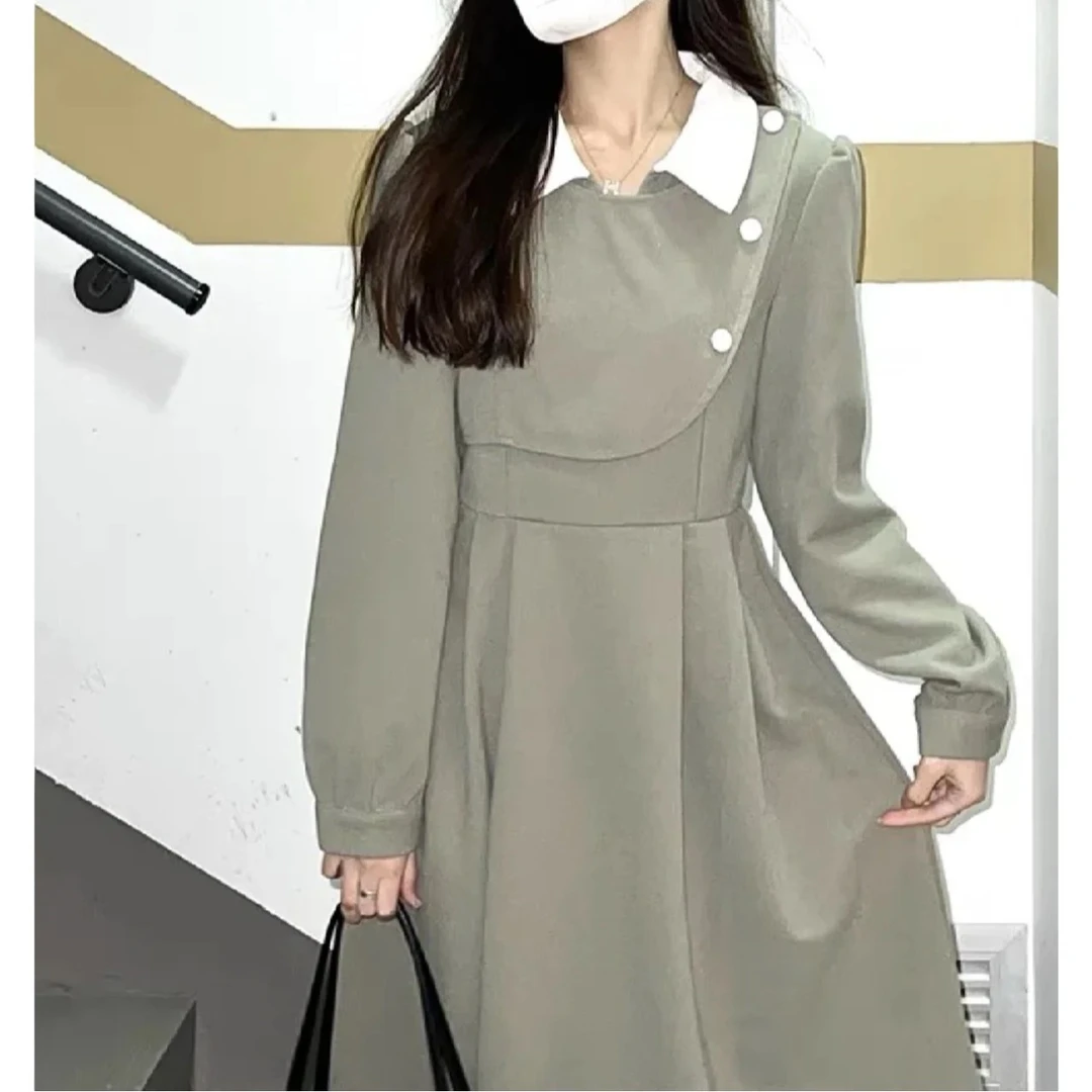 7359茶歇法式温柔连衣裙女2023年新款气质绝美高级感衬衫长裙内搭