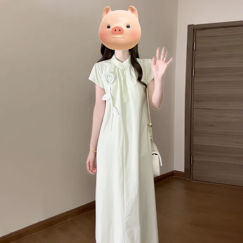 3491新中式国风连衣裙女装2024新款夏季高级感绝美小个子气质长裙