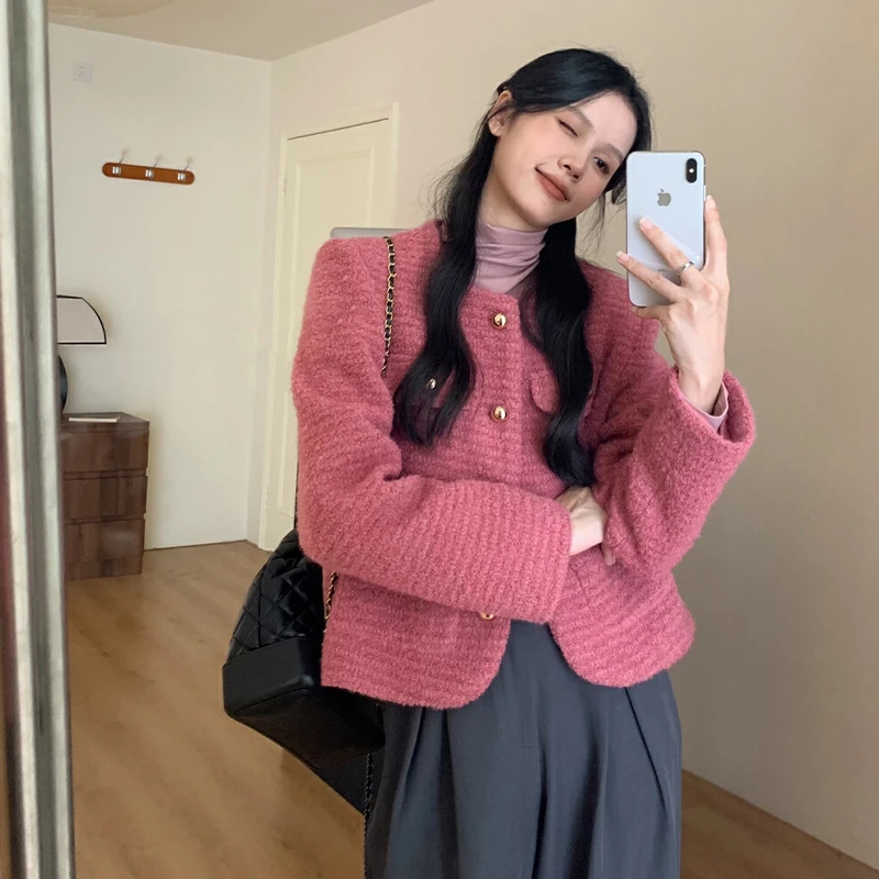 G503短款毛呢外套女秋冬季2023新款爆款小个子香风超好看厚上衣