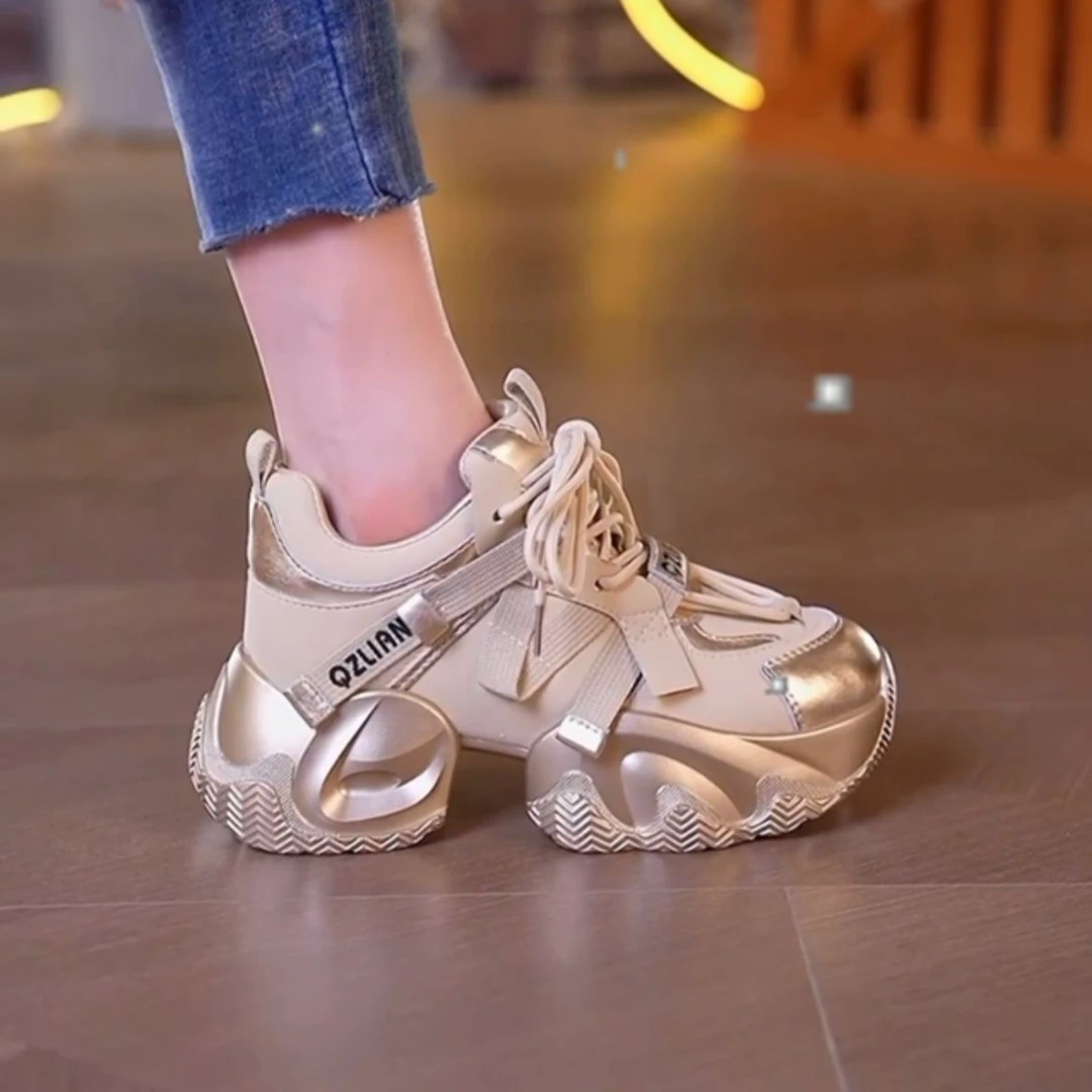 2024秋季新款百搭时尚老爹鞋女软底轻便透气厚底休闲鞋网红夏季