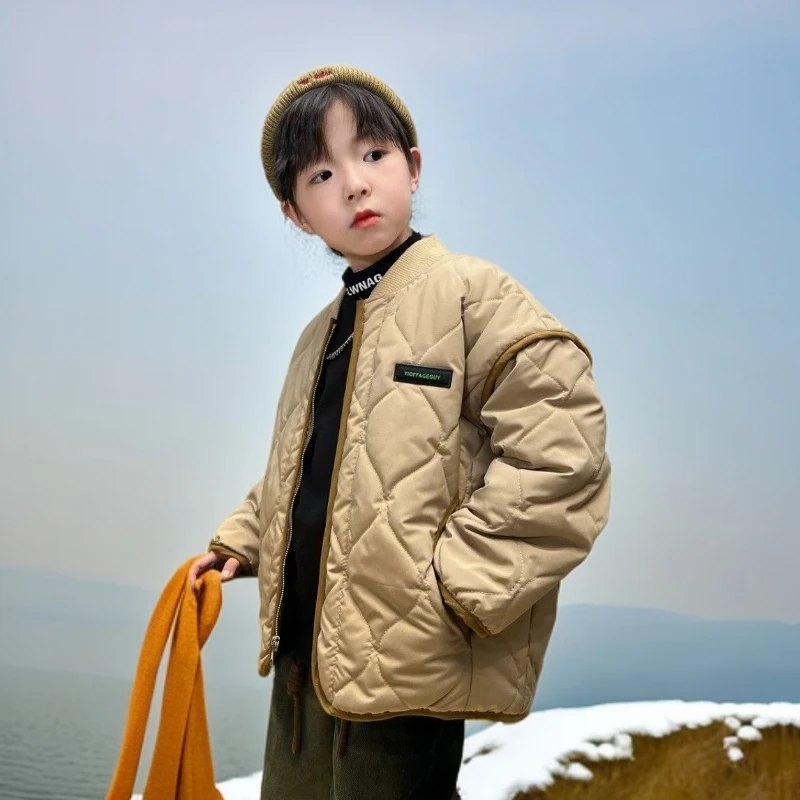 秋冬儿童棉服夹棉加绒2024新款男童二棉棉衣女童棉袄洋气校服神器