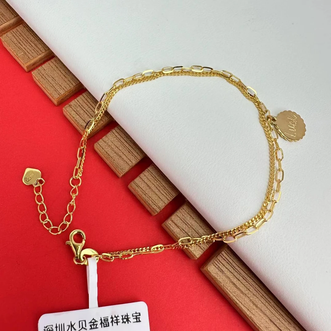 黄金 足金999 AB手链luck手牌5G工艺手链时尚流行款