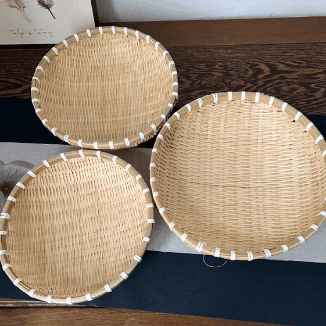 天然竹编馒头筐25/28/30厘米三个洗菜沥水篮