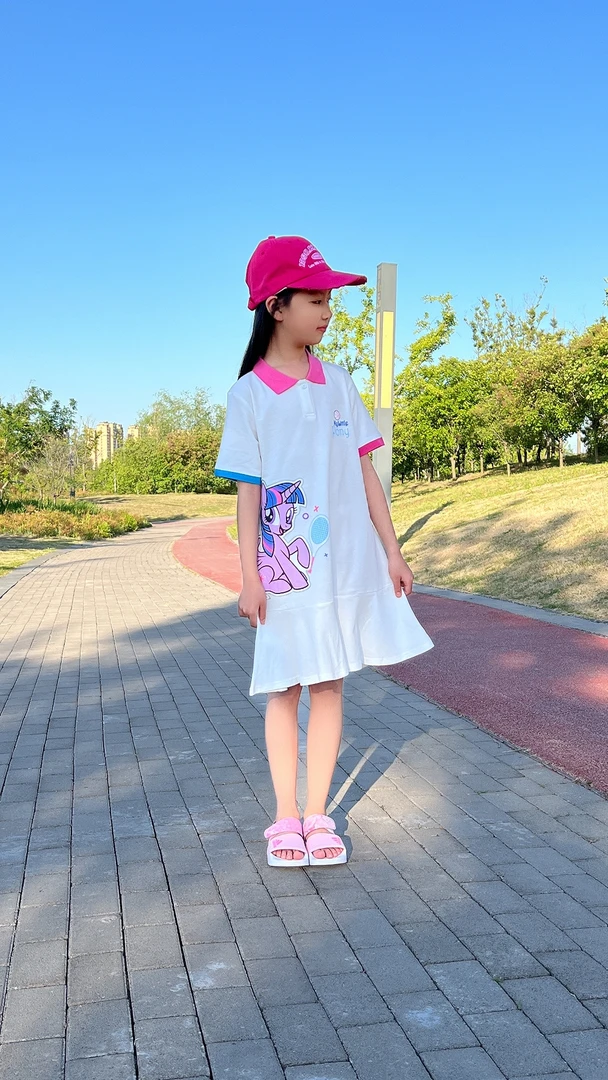 高品质儿童洋气纯棉中大童女童时尚夏季女孩宽松中长款polo衫3003