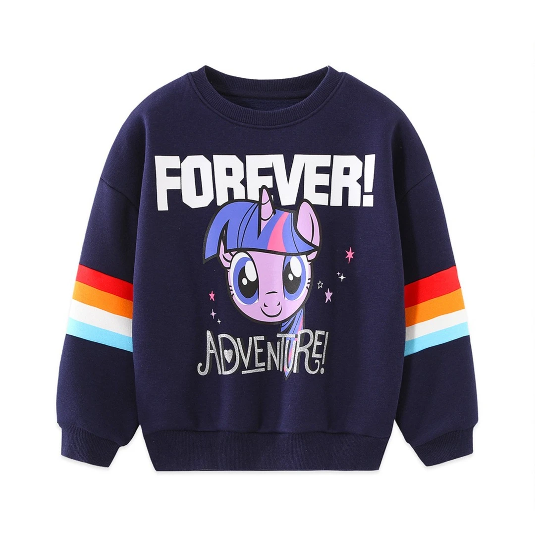 MY LITTLE PONY/小马宝莉字母卡通印花儿童彩虹袖加绒卫衣J52