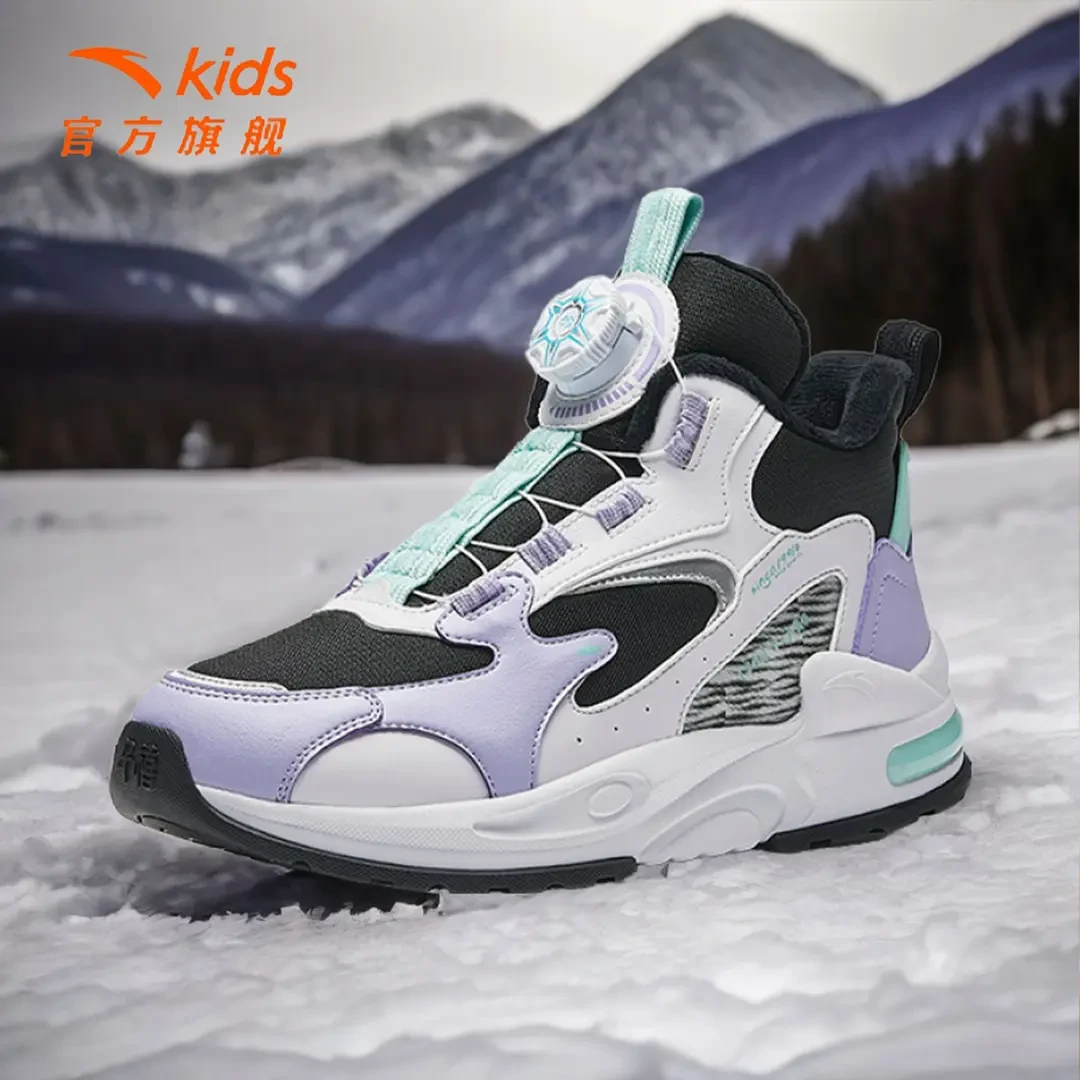 安踏女童棉鞋24冬季新款保暖青少年旋钮二棉中帮棉鞋322446919