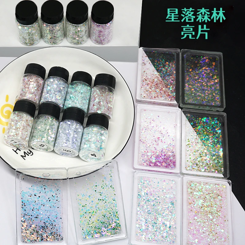 水晶滴胶渐变幻彩镭射闪粉亮片妖精之瞳流麻流沙猫爪装饰diy材料