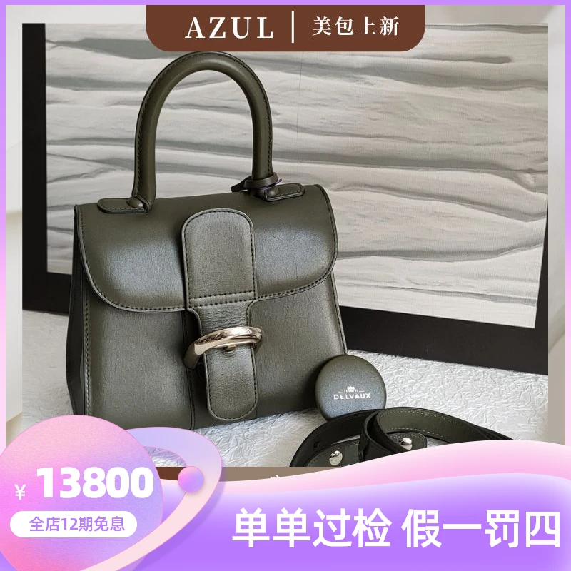 95新 Delvaux/德尔沃 AZUL- 金扣手提斜挎包/26993气质休闲