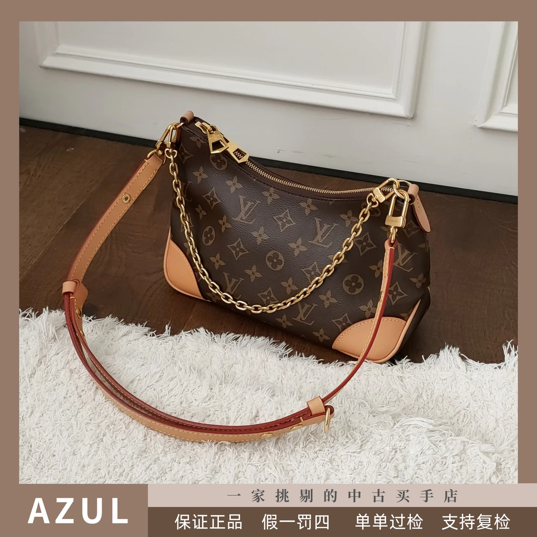 99新 LouisVuitton/路易威登 Azul- 老花芯片款黄牛角斜挎包33189