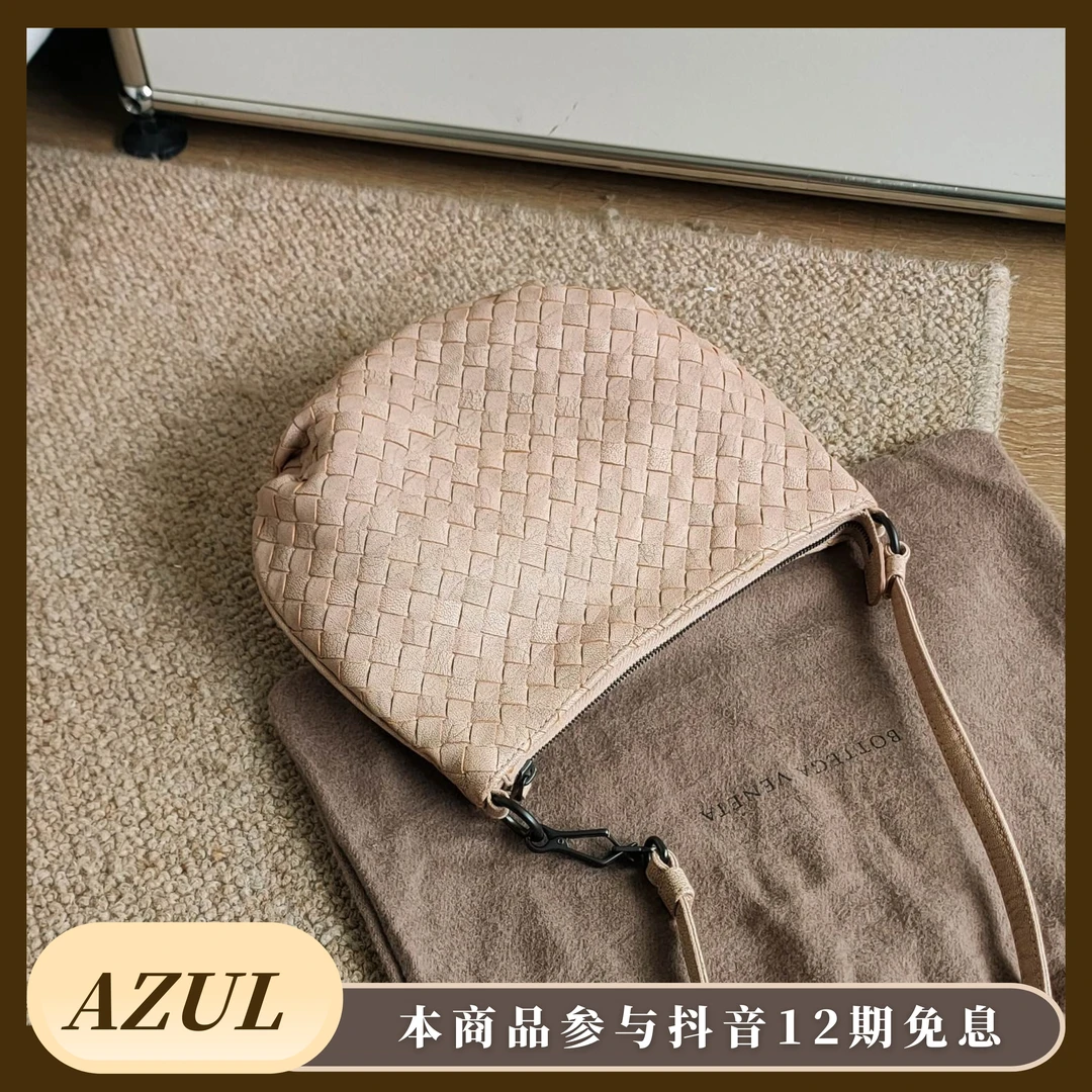 95新 BOTTEGA VENETA/葆蝶家 浅粉编织腋下肩包 31619