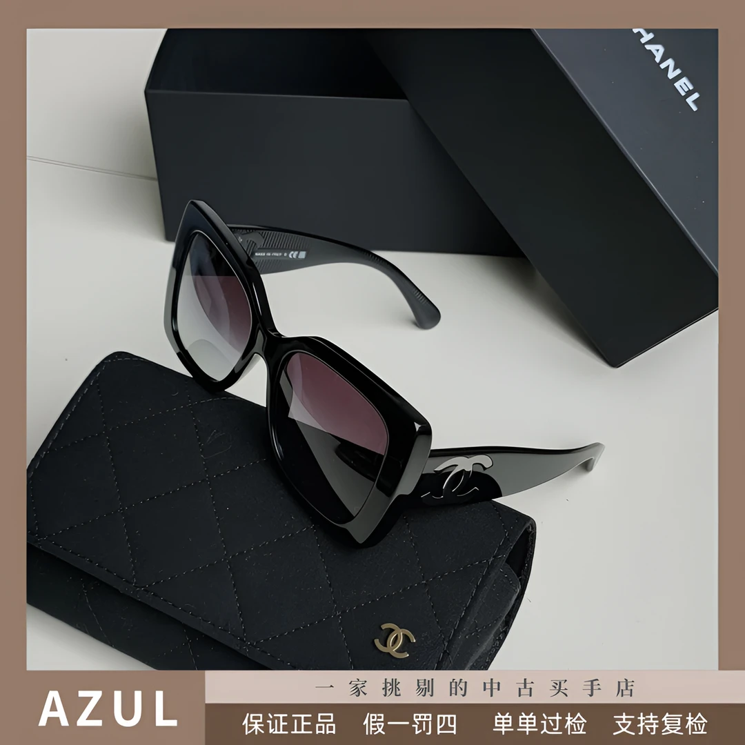 全新未使用 Chanel/香奈儿 Azul-黑银大双C渐变镜片墨镜31062时尚