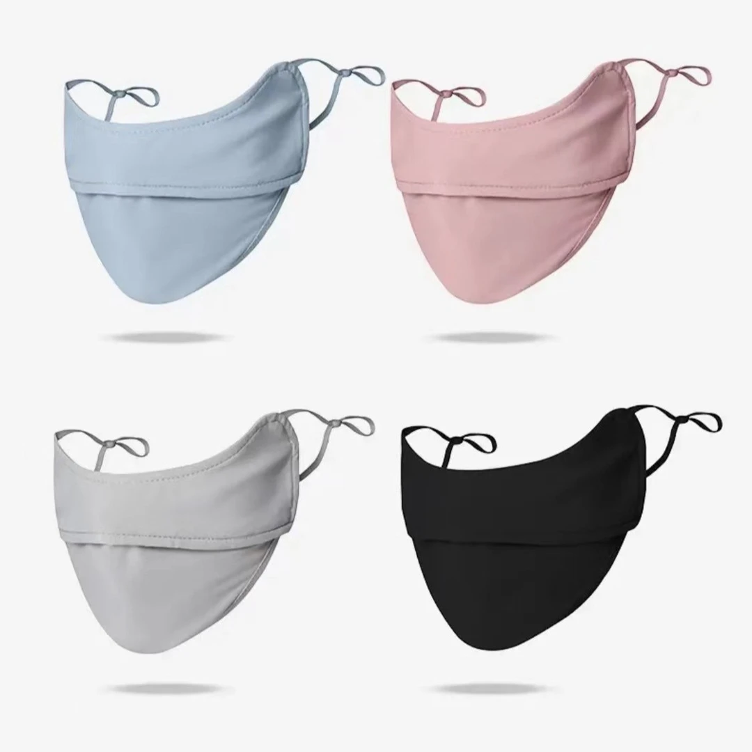 夏季火爆款透气冰丝防晒口罩防紫外线遮阳面罩户外防尘护眼角脸罩