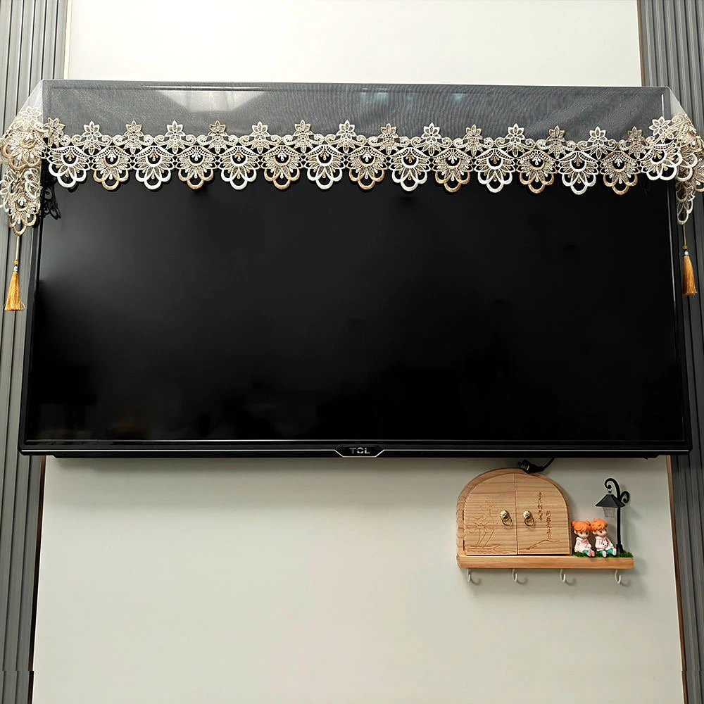 家用多功能双色蕾丝网纱盖巾（40*175cm）（55寸-65寸电视）