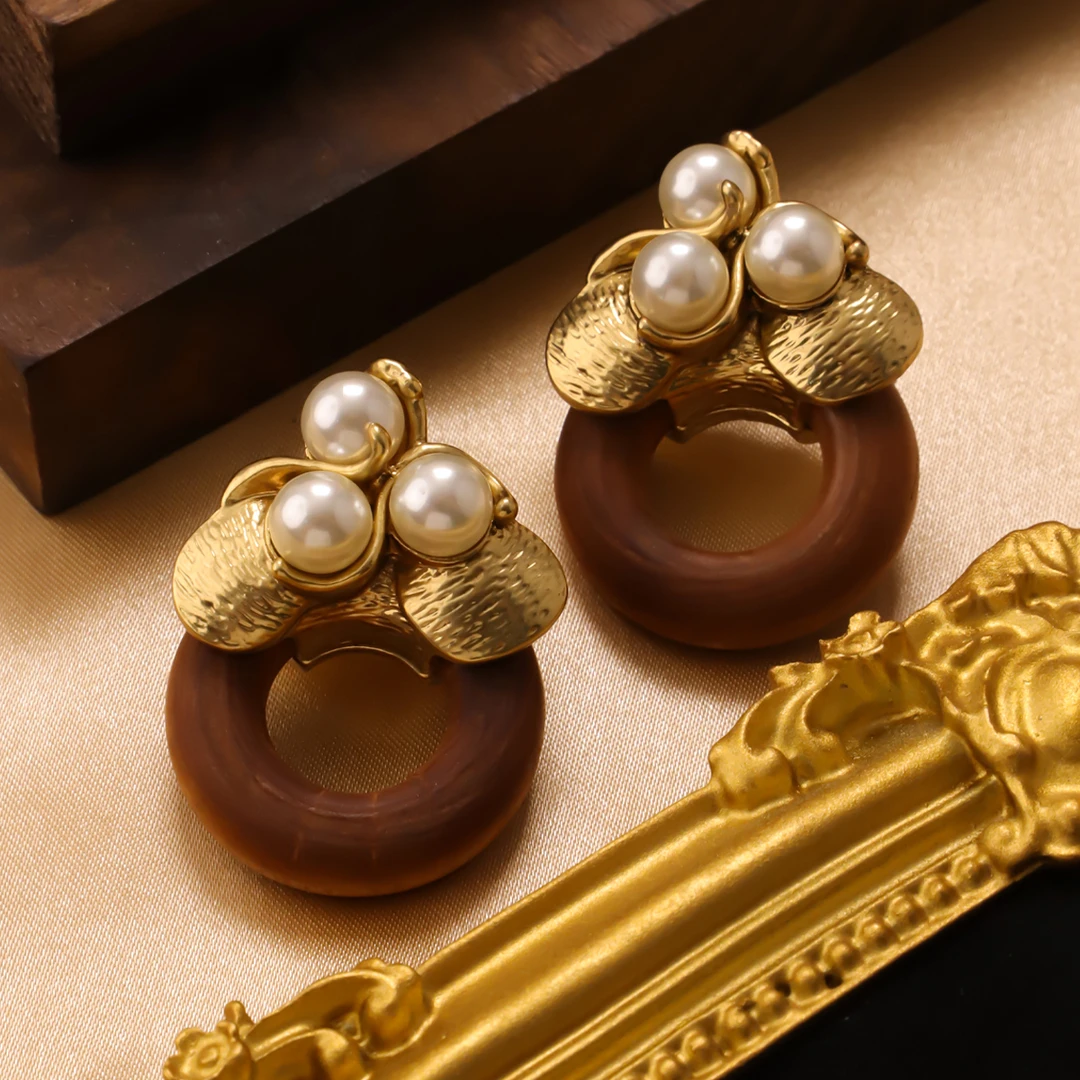 合金耳饰 轻奢QDEFENG秋冬设计耳环复古百搭设计感耳饰时尚气质