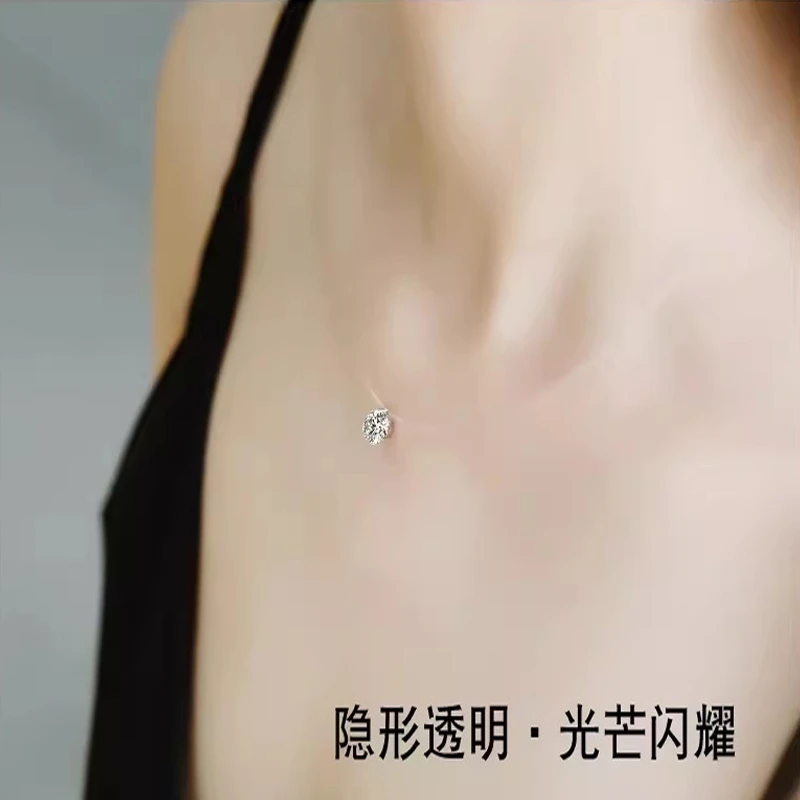 合金项链 透明百搭隐形鱼线项链女夏锁骨链人鱼精灵的眼泪吊坠女