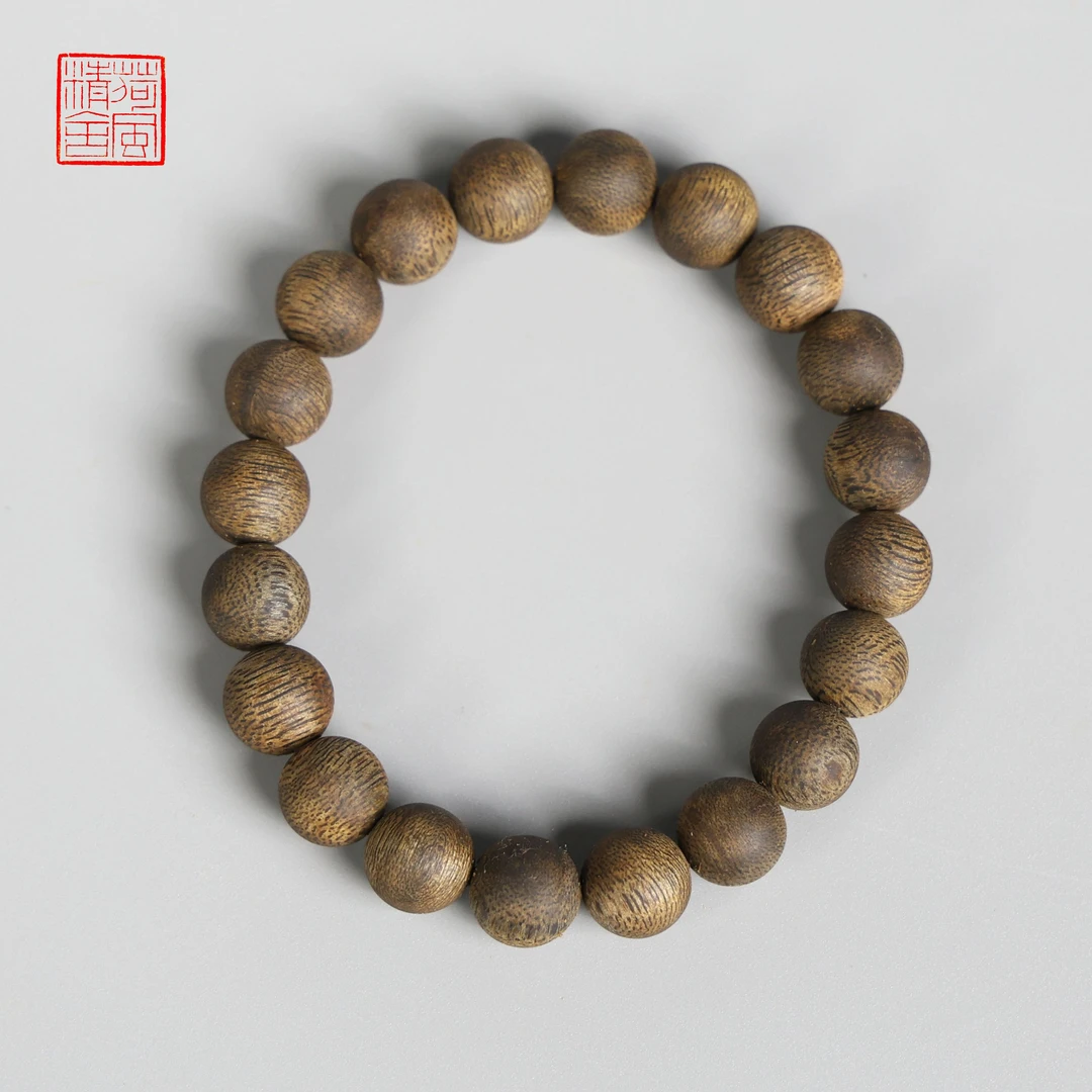 沉香【沉水高货】莺歌绿棋楠圆珠1.0*20颗单圈沉香沉香手串100%真品