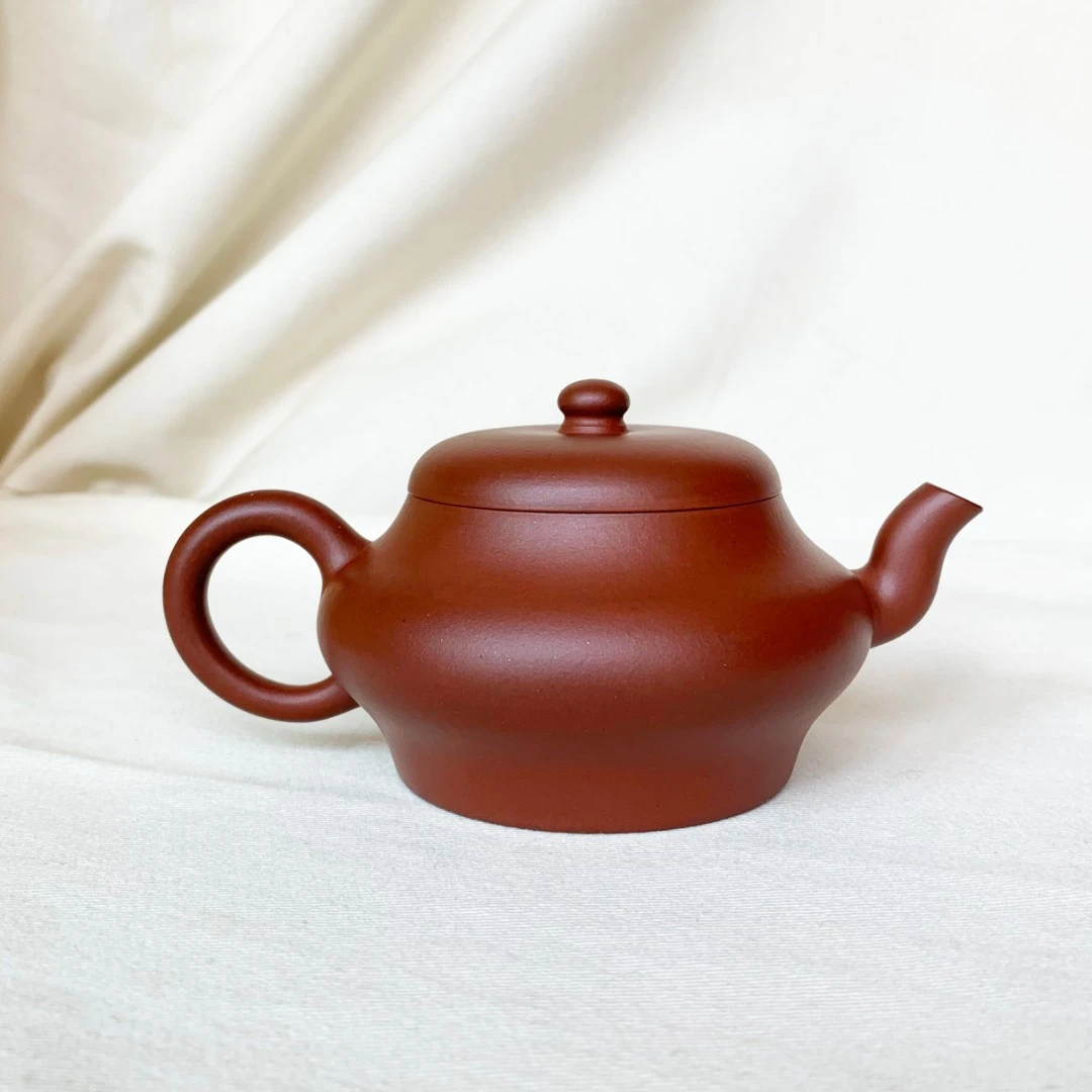 实力派袁朝舟全手工制原矿红皮龙泥料 扁礅壶宜兴紫砂壶150CC高端