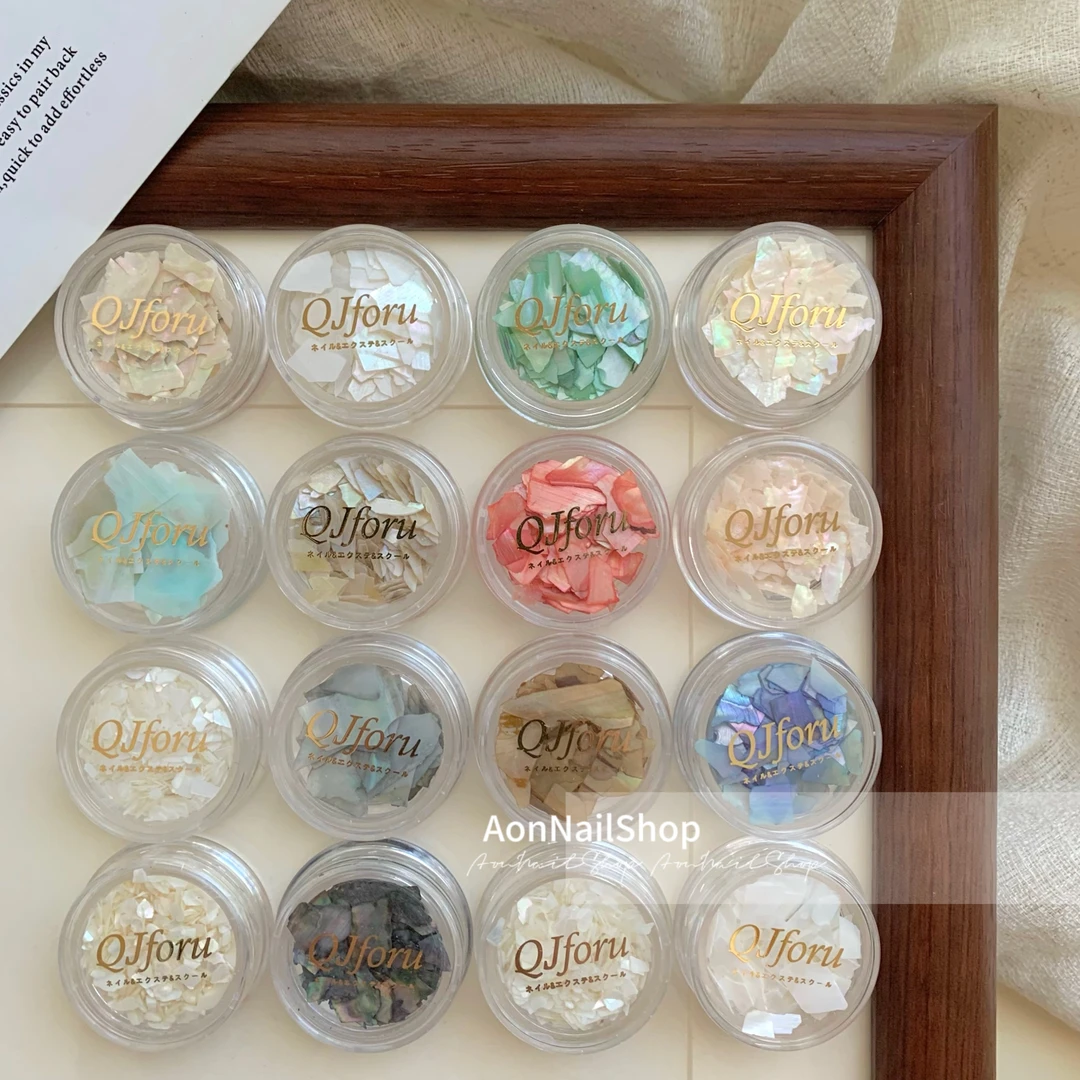 AONNAIL美甲超薄厚贝壳片鲍鱼贝彩色ins天然不规则碎片网红叠仙款