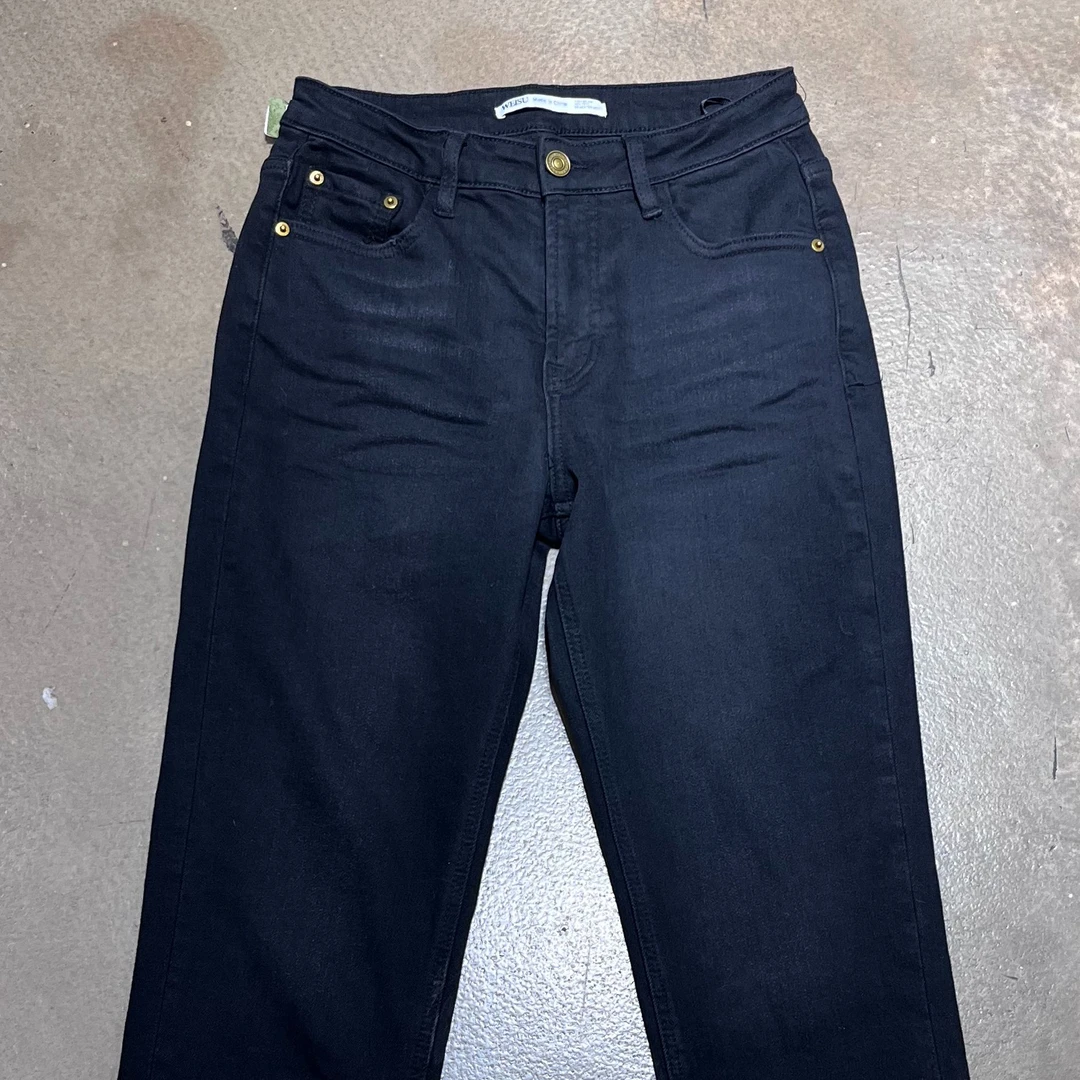 【晶姐特】MN口袋字母加绒小脚牛仔裤52027-2黑色25