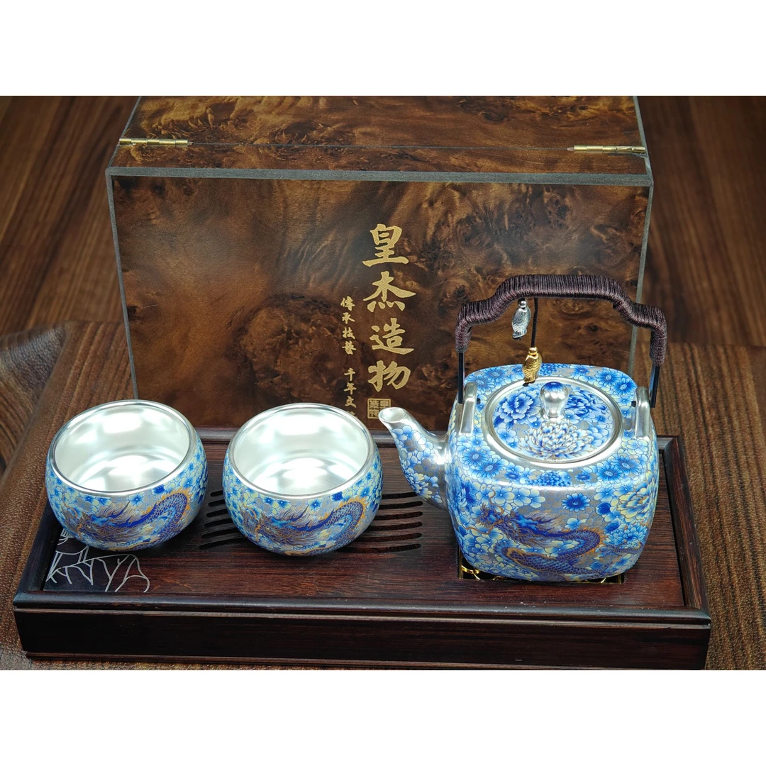 皇杰造物周鸿杰提梁龙凤一壶两杯+莲花茶盘ZH31