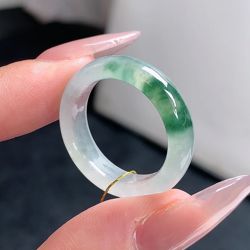 天然A貨缅甸翡翠戒指戒圈A205 圈口号：18号内径18.7-6.1-3.4