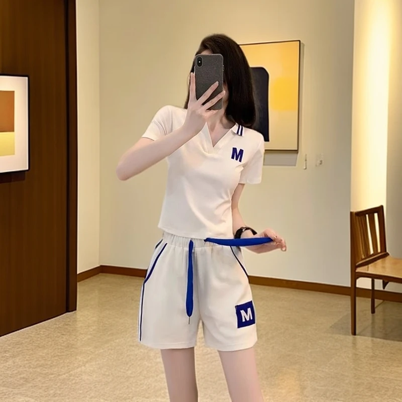 夏季冰丝运动短裤套装显瘦气质时尚休闲减龄网红洋气炸街女装爆款