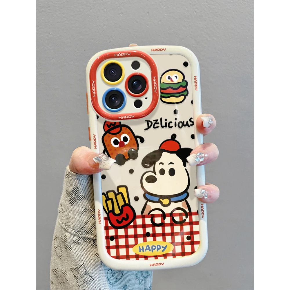 个性汉堡小狗适用iPhone15苹果13小众手机壳14promax可爱11网红12