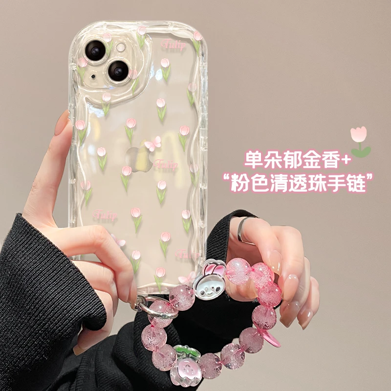 网红满屏郁金香iPhone15苹果14promax手机壳15透明12全包11女款78