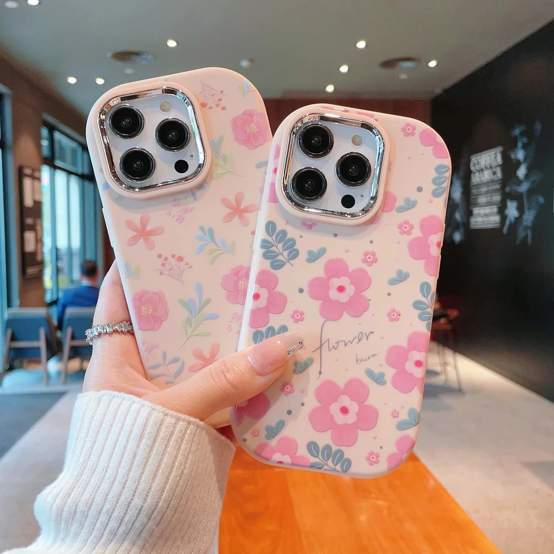 ins风花朵iPhone14苹果15手机壳13promax少女12创意11小清新x简约