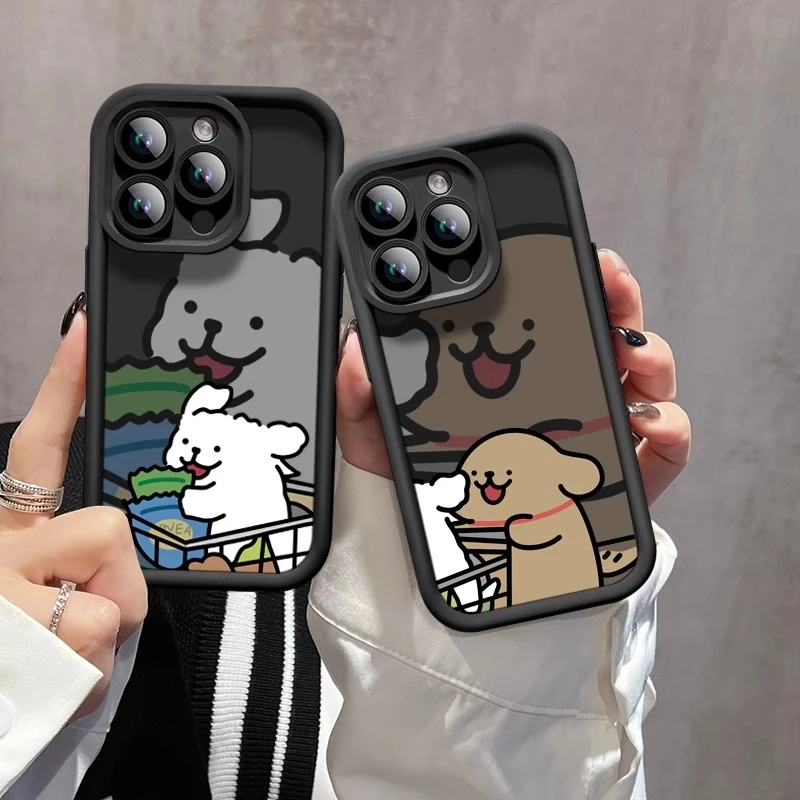 重影坐车白狗iphone15苹果13手机壳14promax高级12情侣款11个性xr