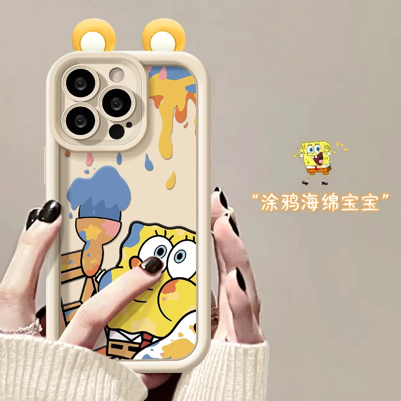 卡通海绵宝宝公仔iPhone14苹果13手机壳15promax12小众11情侣xr/x