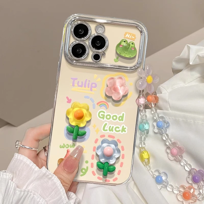 网红立体花朵小青蛙适用iPhone15苹果13手机壳14promax防摔11透明